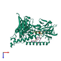 PDB entry 3grt coloured by chain, top view.