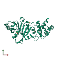 PDB entry 3grv coloured by chain, front view.