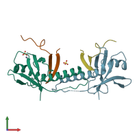 PDB entry 3gs2 coloured by chain, front view.