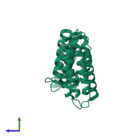 PDB entry 3gs3 coloured by chain, side view.