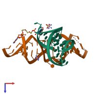 PDB entry 3gs5 coloured by chain, top view.