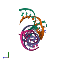 PDB entry 3gs8 coloured by chain, side view.