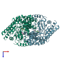 PDB entry 3gsb coloured by chain, top view.