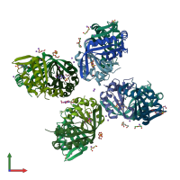 PDB entry 3gsd coloured by chain, front view.