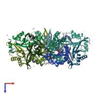 PDB entry 3gsd coloured by chain, top view.