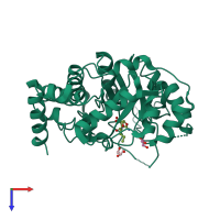 PDB entry 3gsm coloured by chain, top view.