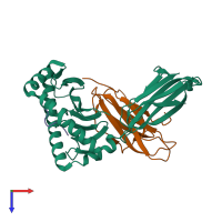 PDB entry 3gsq coloured by chain, top view.