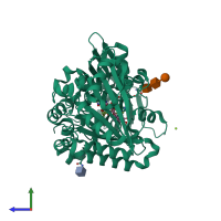 PDB entry 3gsy coloured by chain, side view.