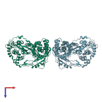 PDB entry 3gsz coloured by chain, top view.
