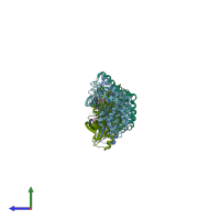 PDB entry 3gt8 coloured by chain, side view.