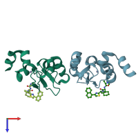 PDB entry 3gt9 coloured by chain, top view.