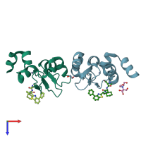 PDB entry 3gta coloured by chain, top view.