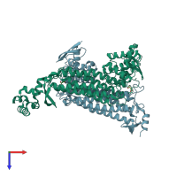 PDB entry 3gtd coloured by chain, top view.