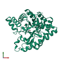 PDB entry 3gth coloured by chain, front view.