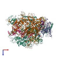 PDB entry 3gtj coloured by chain, top view.