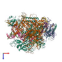 PDB entry 3gto coloured by chain, top view.