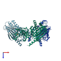 PDB entry 3gts coloured by chain, top view.