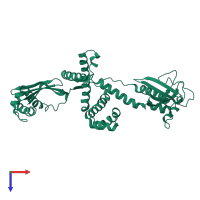PDB entry 3gu0 coloured by chain, top view.
