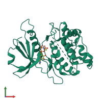 PDB entry 3gu5 coloured by chain, front view.