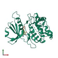 PDB entry 3gu6 coloured by chain, front view.