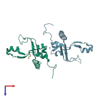 PDB entry 3gud coloured by chain, top view.