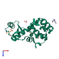 PDB entry 3gui coloured by chain, top view.