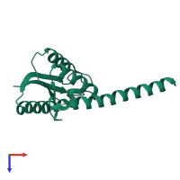 PDB entry 3guv coloured by chain, top view.