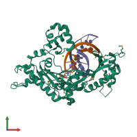 Hetero trimeric assembly 1 of PDB entry 3gv5 coloured by chemically distinct molecules, front view.