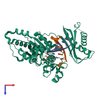 PDB entry 3gv8 coloured by chain, top view.
