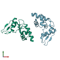 PDB entry 3gva coloured by chain, front view.