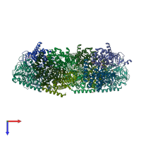 PDB entry 3gvd coloured by chain, top view.