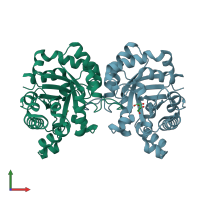 PDB entry 3gvg coloured by chain, front view.