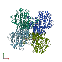 PDB entry 3gvp coloured by chain, front view.