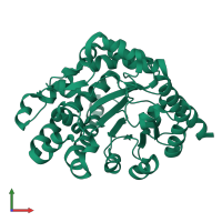 PDB entry 3gvr coloured by chain, front view.