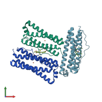 PDB entry 3gvy coloured by chain, front view.