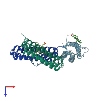 PDB entry 3gvy coloured by chain, top view.