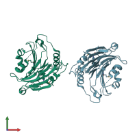 PDB entry 3gvz coloured by chain, front view.