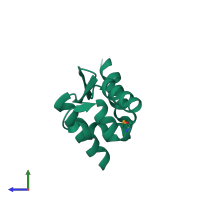 PDB entry 3gw2 coloured by chain, side view.