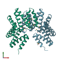 PDB entry 3gw4 coloured by chain, front view.