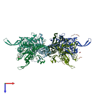 PDB entry 3gw6 coloured by chain, top view.