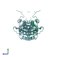 PDB entry 3gw7 coloured by chain, side view.