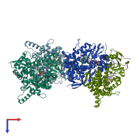 PDB entry 3gw9 coloured by chain, top view.