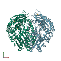 PDB entry 3gwb coloured by chain, front view.