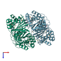 PDB entry 3gwb coloured by chain, top view.