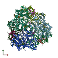 PDB entry 3gwj coloured by chain, front view.