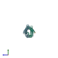 PDB entry 3gwk coloured by chain, side view.