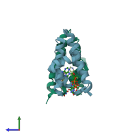 PDB entry 3gwl coloured by chain, side view.