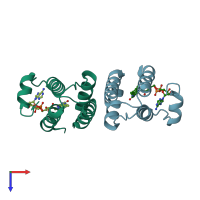 PDB entry 3gwl coloured by chain, top view.