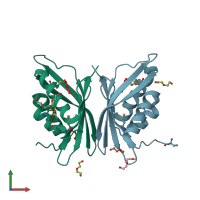 PDB entry 3gwr coloured by chain, front view.