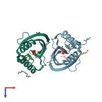 PDB entry 3gwr coloured by chain, top view.